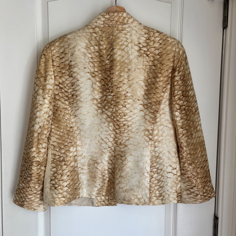 Lafayette 148 New York Gold Animal Print Linen Silk Blazer Size 10P Mob‎ Luxe - Picture 3 of 9